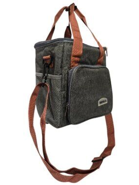 Insulated Lunch Bag Grey Thermal Cooler Tote Picnic Box w/ Shoulder Strap